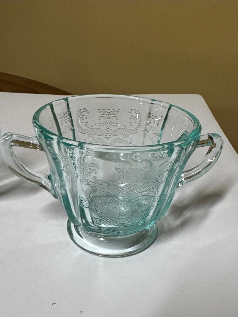 Indiana Glass Aqua Madrid Recollection Creamer and Sugar Set 3.25”